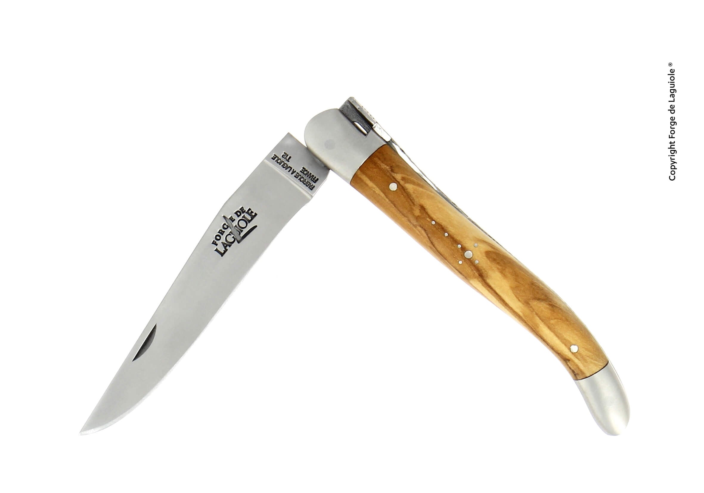 Navaja de bolsillo Forge De Laguiole, 11 cm, mango de madera de olivo, acabado mate