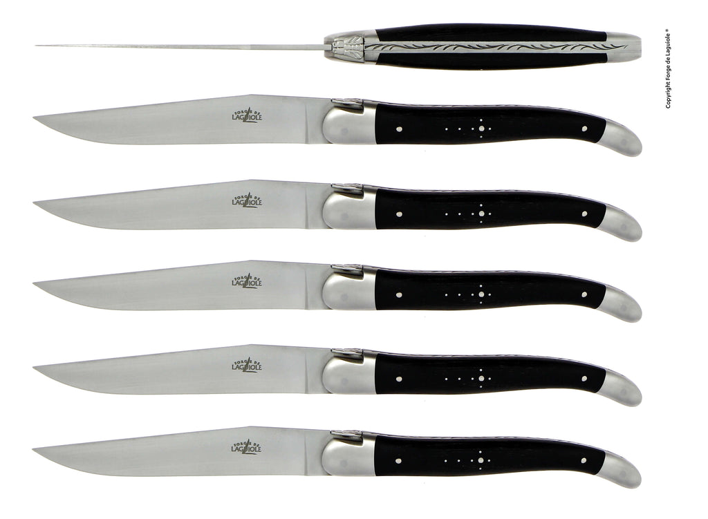 Cuchillos Forge De Laguiole con mango de ébano y acabado satinado en acero inoxidable