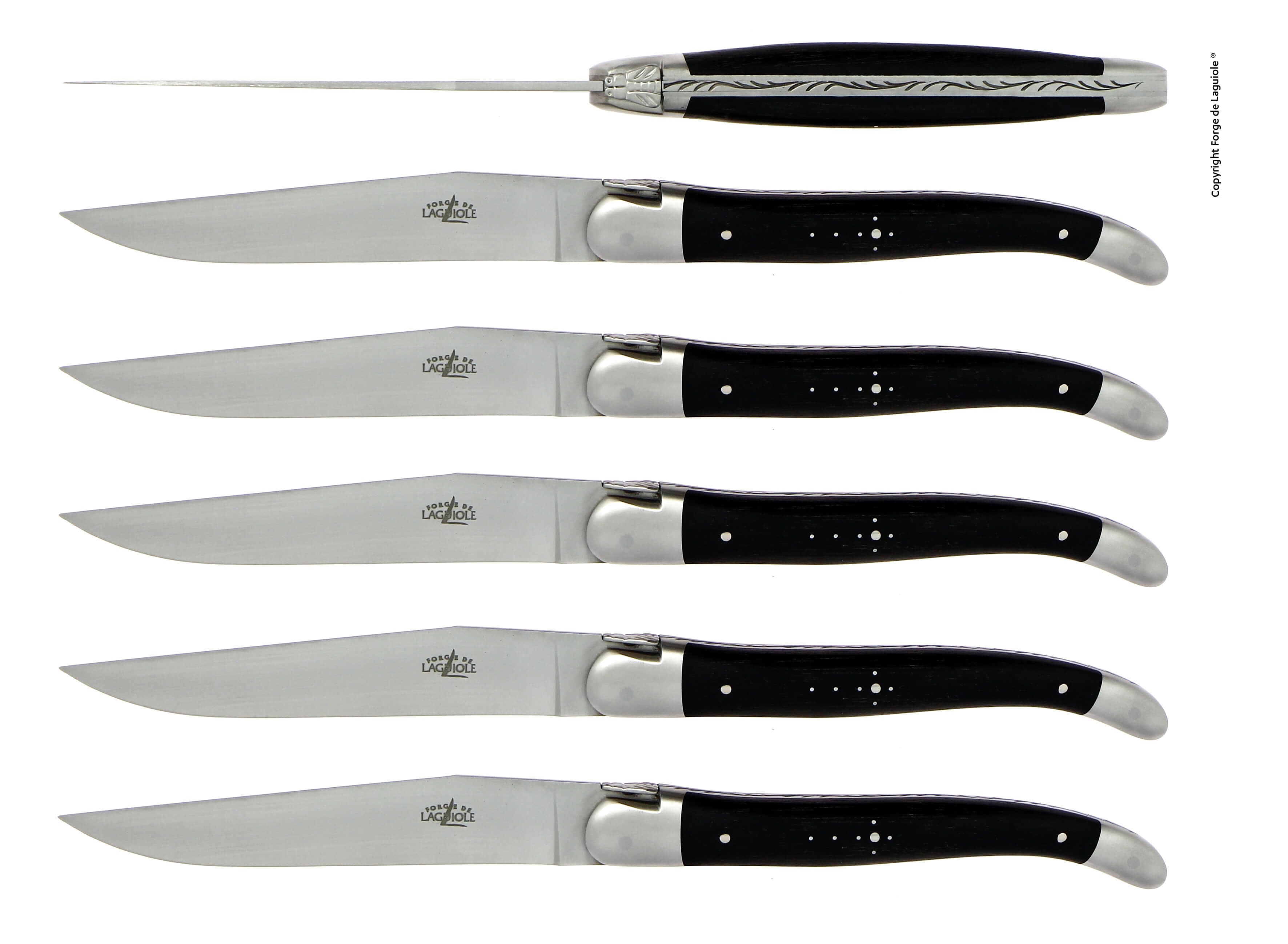 Cuchillos Forge De Laguiole con mango de ébano y acabado satinado en acero inoxidable