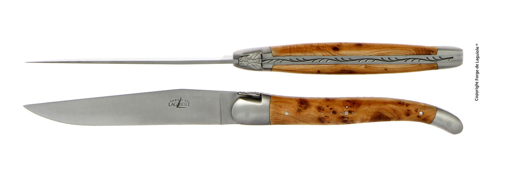 Mango de enebro Forge De Laguiole - Hoja de acero inoxidable satinado mate