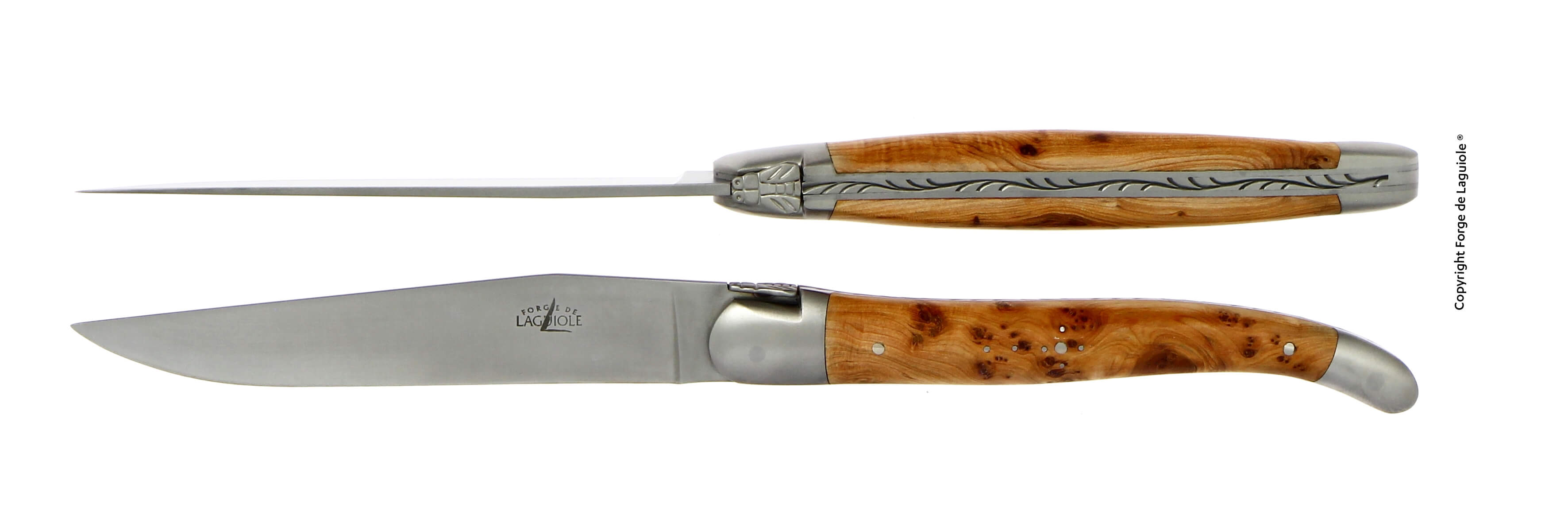 Mango de enebro Forge De Laguiole - Hoja de acero inoxidable satinado mate