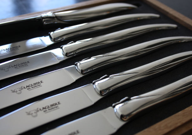 Cuchillos para carne de acero Laguiole En Aubrac pulidos
