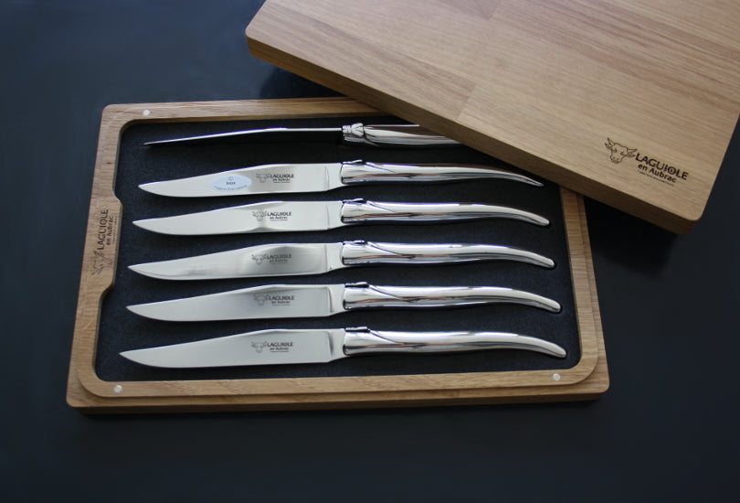 Cuchillos para carne de acero Laguiole En Aubrac pulidos