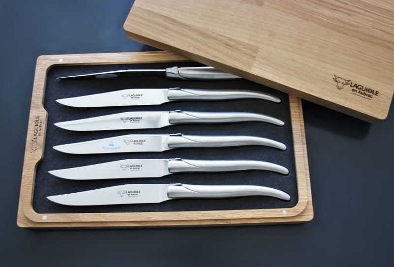 Laguiole En Aubrac Cuchillos de Mesa | Acero Inoxidable Mate & Artesanía Francesa