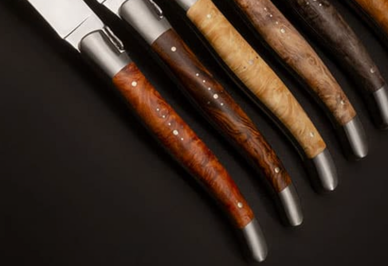 Laguiole En Aubrac – Colección Mixta – Amboyna, Ironwood, Arce, Castaño, Álamo y Teca