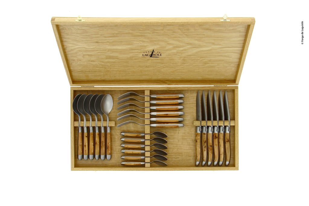 Mango de enebro Forge De Laguiole - Hoja de acero inoxidable satinado mate