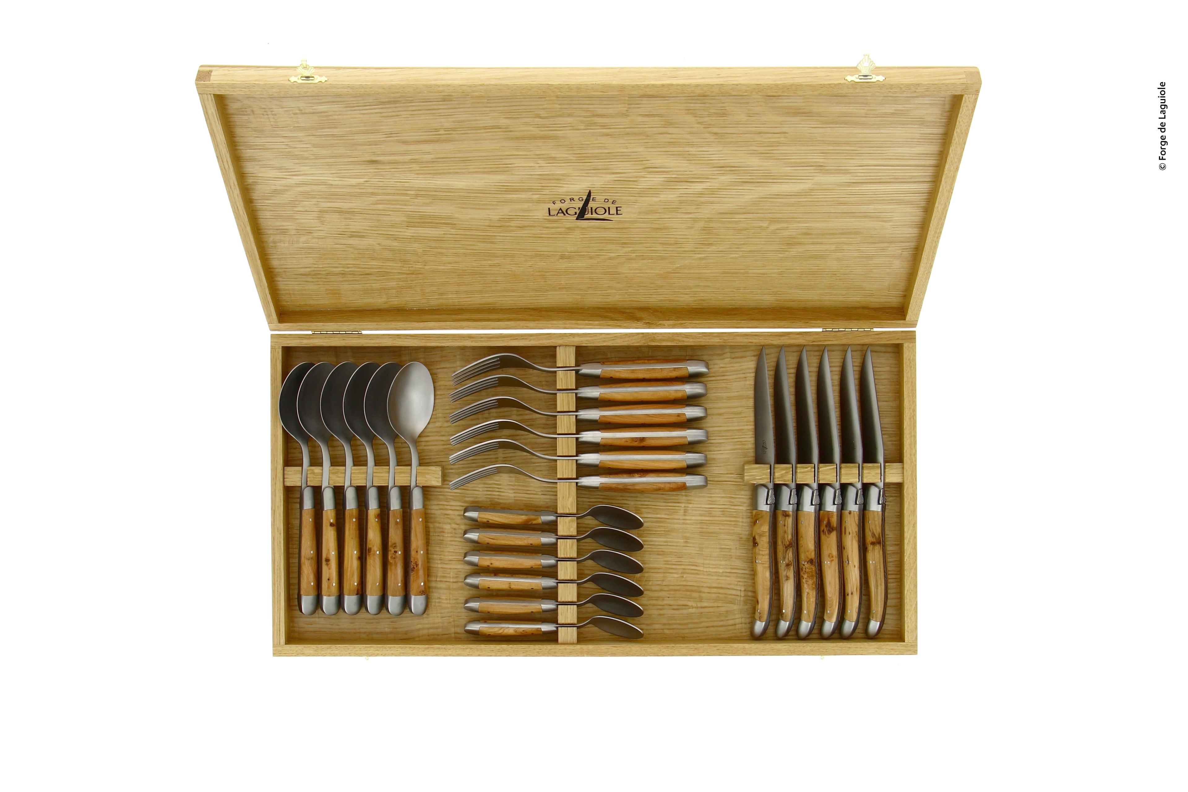 Mango de enebro Forge De Laguiole - Hoja de acero inoxidable satinado mate