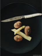 Cuchillos Forge De Laguiole con mango de hueso, 2 virolas de acero inoxidable y hoja de acero inoxidable altamente pulida