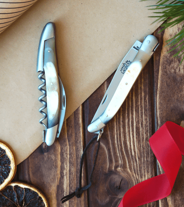 Juego de regalo - Cuerno de vaca Aubrac - Cuchillo de sumiller y cuchillo plegable - Forge De Laguiole