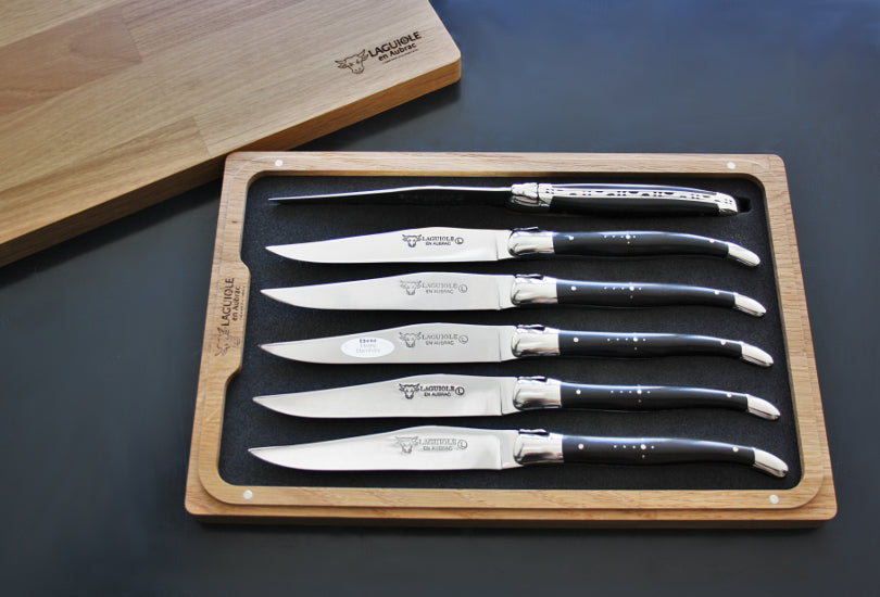 Cuchillos para carne de madera de ébano Laguiole En Aubrac