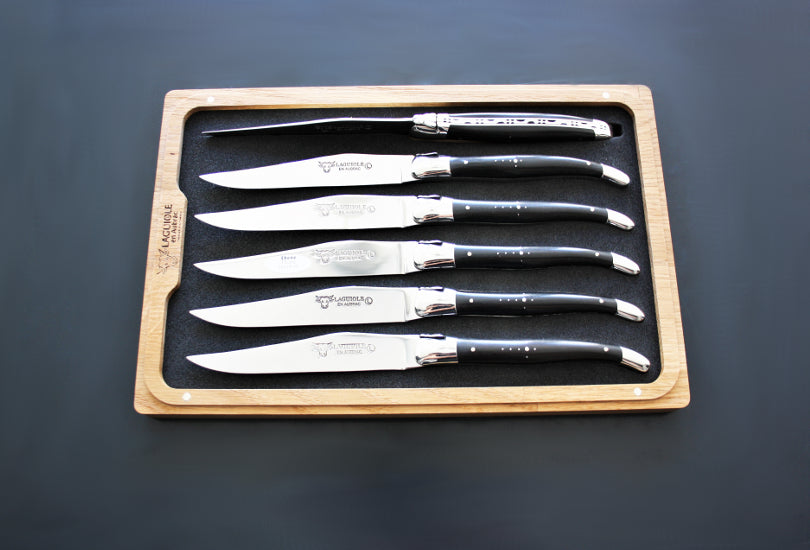 Cuchillos para carne de madera de ébano Laguiole En Aubrac