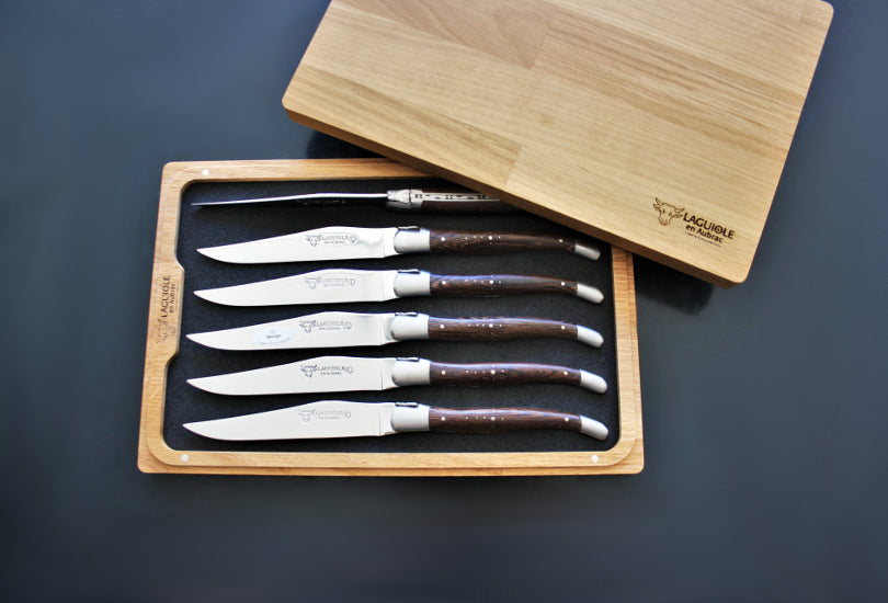 6 Laguiole En Aubrac Wenge Wood Steak Knives (matte stainless steel)