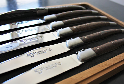 6 Laguiole En Aubrac Wenge Wood Steak Knives (matte stainless steel)
